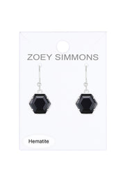 Hematite Hexagon Drop Earrings - SF