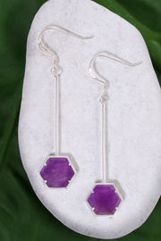 Amethyst Hexagon Dangle Earrings - SF