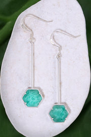 Amazonite Hexagon Dangle Earrings - SF