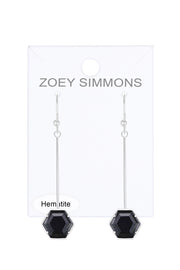 Hematite Hexagon Dangle Earrings - SF