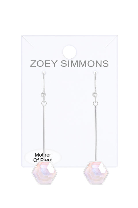 Mother Of Pearl Hexagon Drop Earrings - SF
