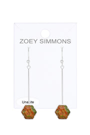 Unakite Hexagon Dangle Earrings - SF