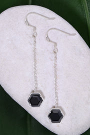 Hematite Hexagon Drop Earrings - SF