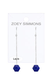 Lapis Hexagon Drop Earrings - SF