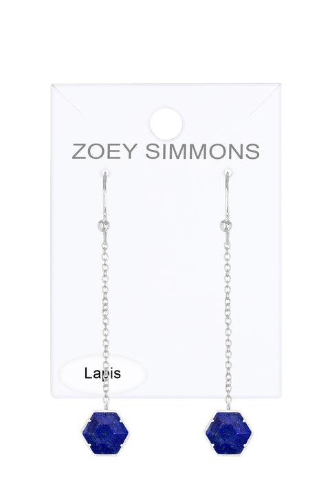 Lapis Hexagon Drop Earrings - SF