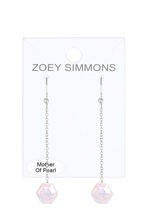 Mother Of Pearl Hexagon Drop Earrings - SF