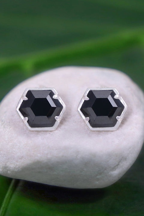 Hematite Hexagon Post Earrings - SF