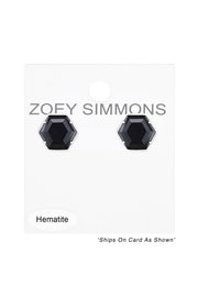 Hematite Hexagon Post Earrings - SF