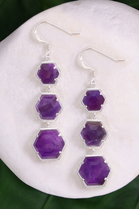 Amethyst Statement Earrings - SF