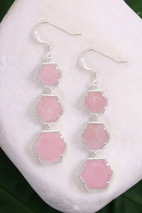 Rose Quartz Statement Earrings - SF