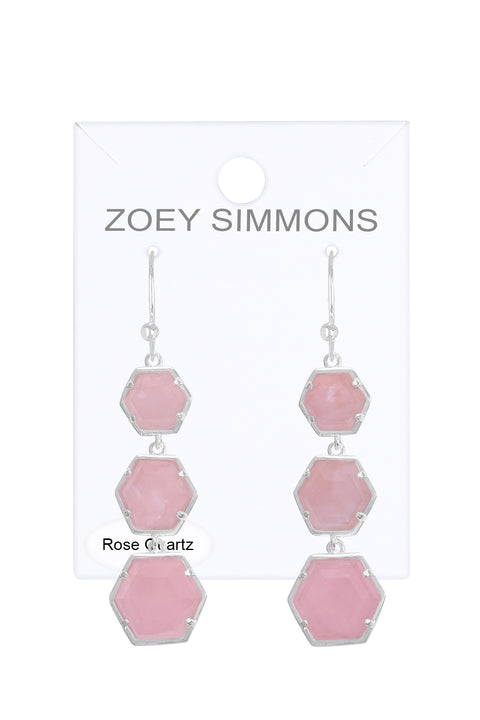 Rose Quartz Statement Earrings - SF