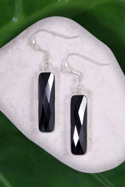 Hematite Rectangle Drop Earrings - SF