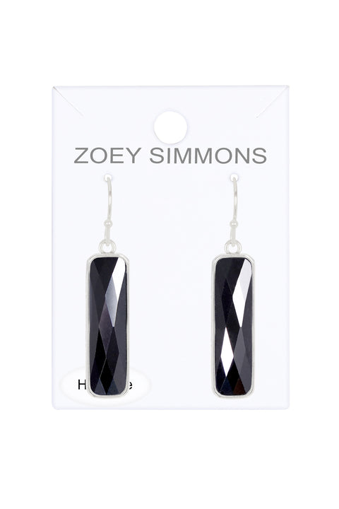 Hematite Rectangle Drop Earrings - SF