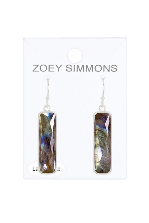 Labradorite Rectangle Drop Earrings - SF