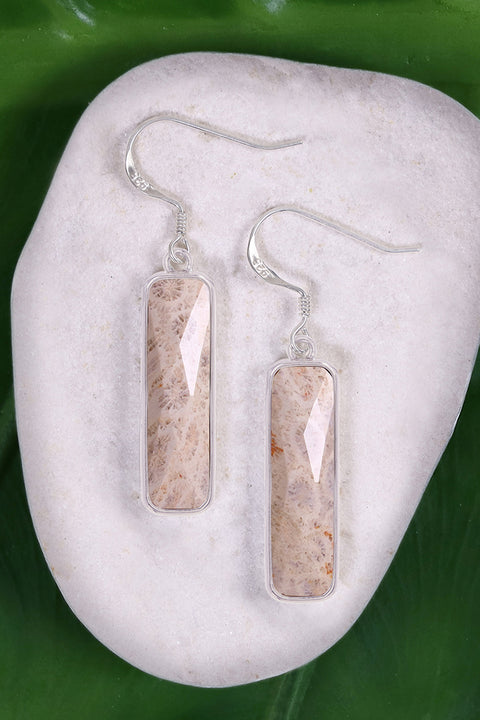Lily Fossil Rectangle Drop Earrings - SF