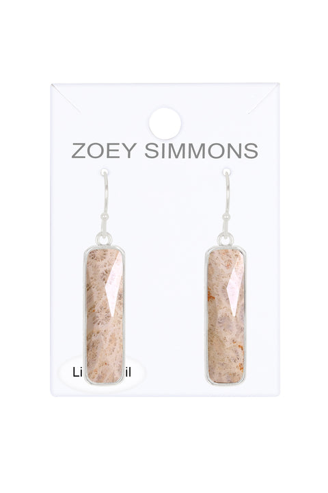 Lily Fossil Rectangle Drop Earrings - SF