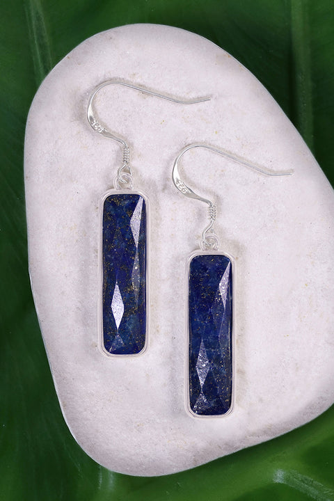 Lapis Rectangle Drop Earrings - SF