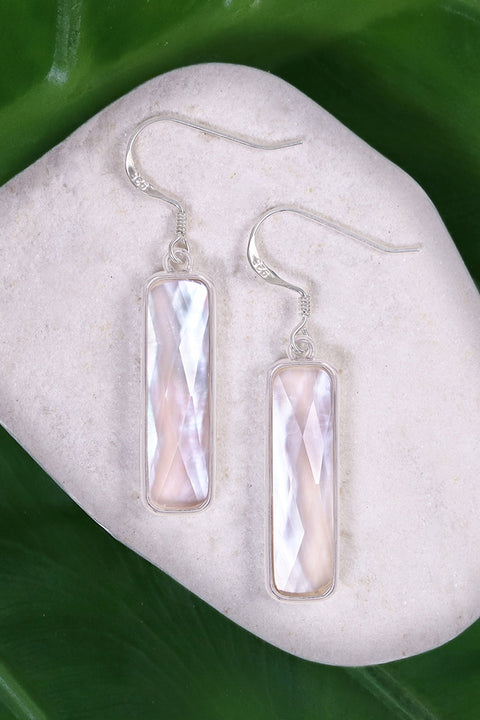 Mother Of Pearl Rectangle Earrings - SF