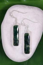 Moss Agate Rectangle Drop Earrings - SF