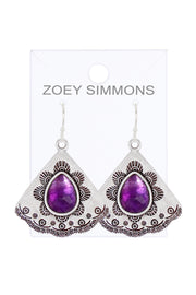 Amethyst Vintage Fan Earrings - SF