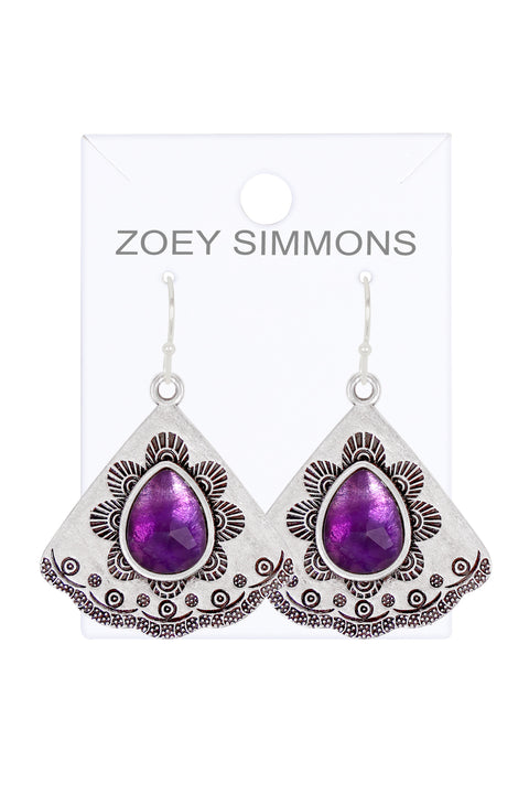 Amethyst Vintage Fan Earrings - SF