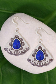 Lapis Vintage Fan Earrings - SF