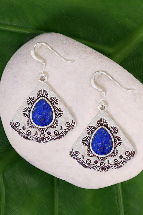 Lapis Vintage Fan Earrings - SF