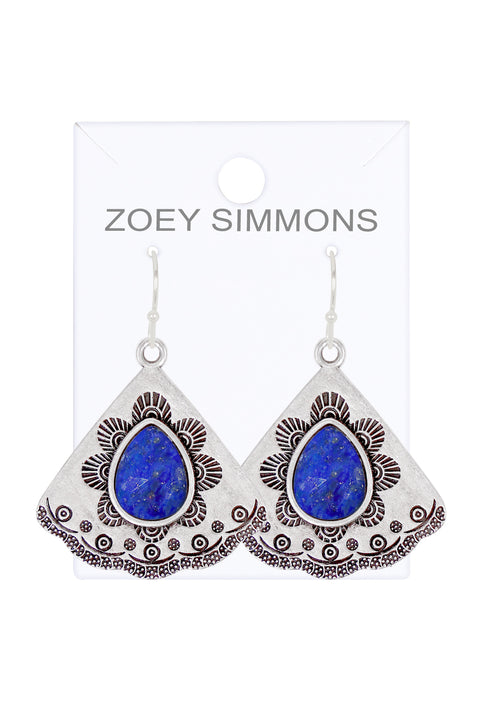 Lapis Vintage Fan Earrings - SF