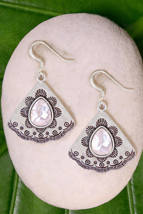 Mother Of Pearl Vintage Fan Earrings - SF