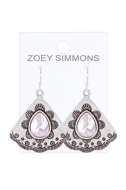 Mother Of Pearl Vintage Fan Earrings - SF