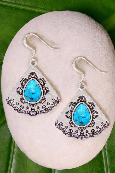 Turquoise Vintage Fan Earrings - SF