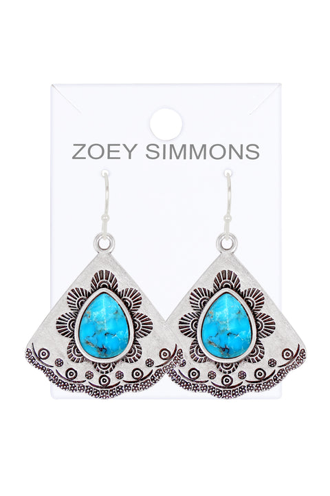 Turquoise Vintage Fan Earrings - SF