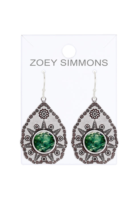 Moss Agate Vintage Drop Earrings - SF