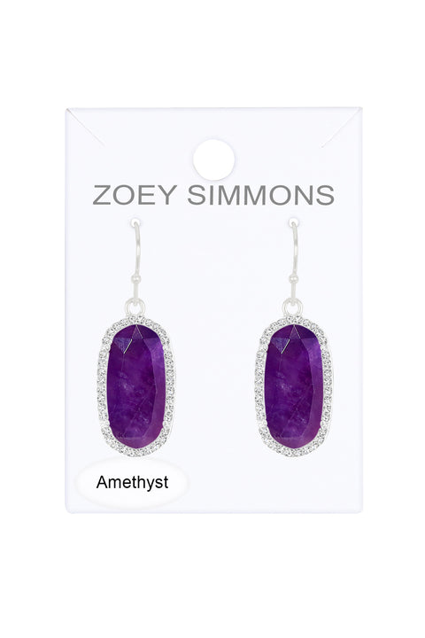 Amethyst Halo Drop Earrings - SF