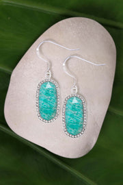 Amazonite Halo Drop Earrings - SF