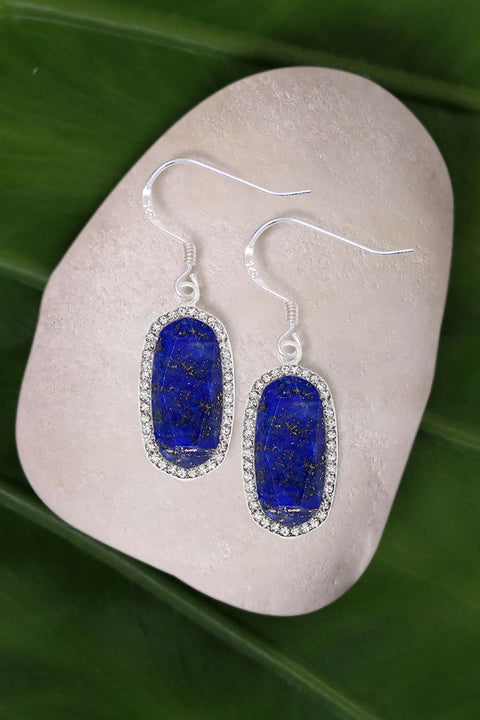 Lapis Halo Drop Earrings - SF