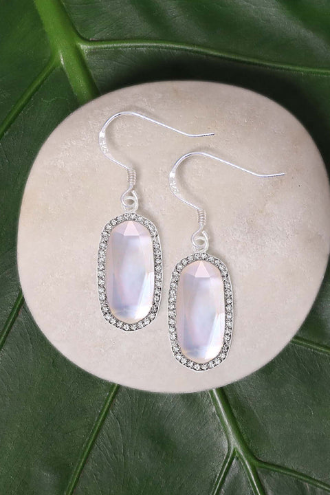 Mother Of Pearl Halo Drop Earrings - SF