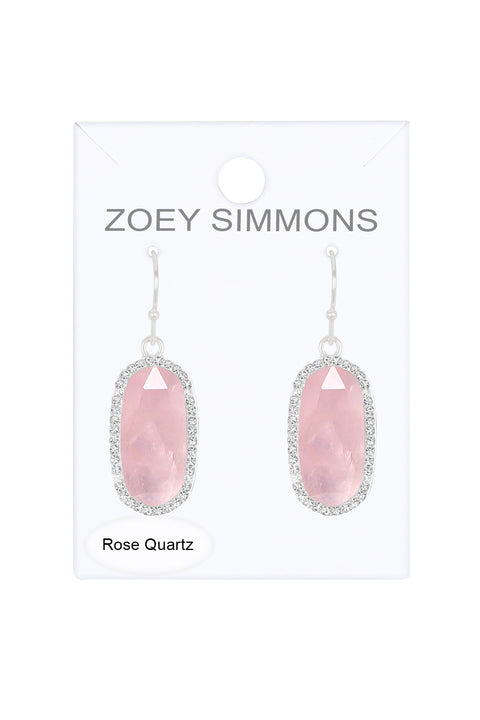 Rose Quartz Halo Drop Earrings - SF