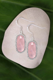 Rose Quartz Halo Drop Earrings - SF