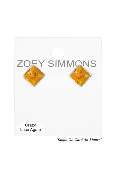 Crazy Lace Agate Rachel Post Earrings - SF