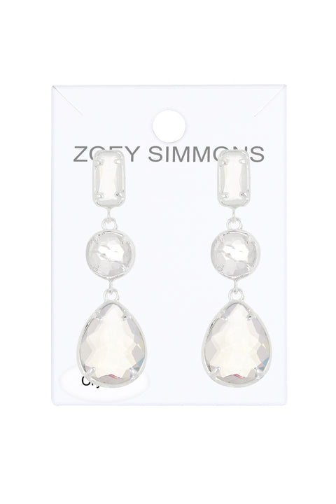 Moonstone Crystal Post Earrings - SF