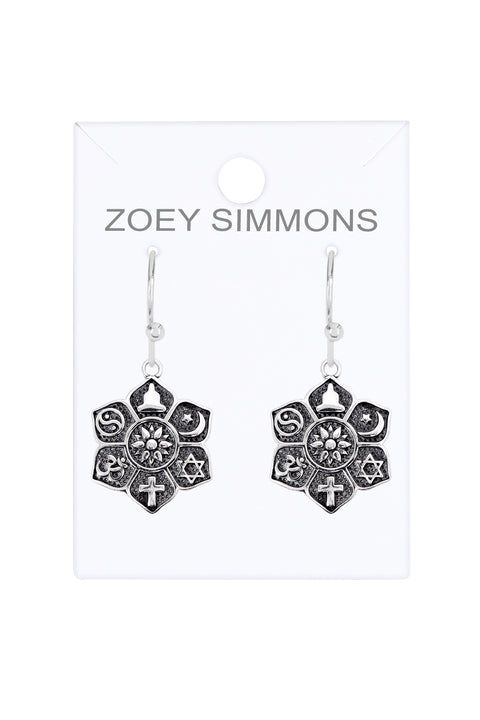 Sterling Silver Coexist Harmony Lotus Earrings - SS