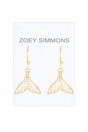 14k Gold Plated Whale Tail Drop Earrings - GF