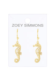 14k Gold Plated Sea Horse Drop Earrings - GF