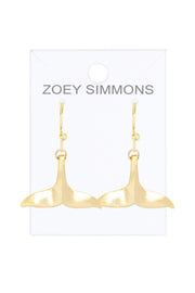 14k Gold Plated Whale Tail Drop Earrings - GF