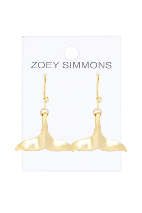 14k Gold Plated Whale Tail Drop Earrings - GF