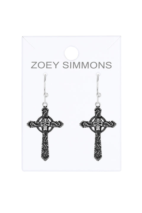 Sterling Silver Celtic Cross Drop Earrings - SS