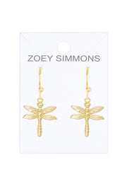 14k Gold Plated Dragonfly Drop Earrings - GF