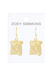 14k Gold Plated Star Of David Drop Earrings - GF