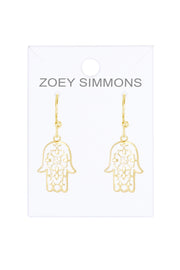 14k Gold Plated Hamsa Drop Earrings - GF